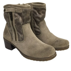 BareTraps Kammy Tan Leather Zip Up Round Toe Chunky Heel Ankle Boot Women's 11M